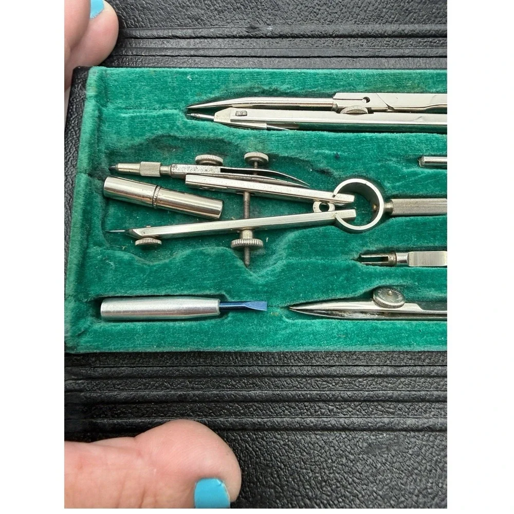Vintage Drafting Tool Kit Instrument Set Compass With case, Made in Germany